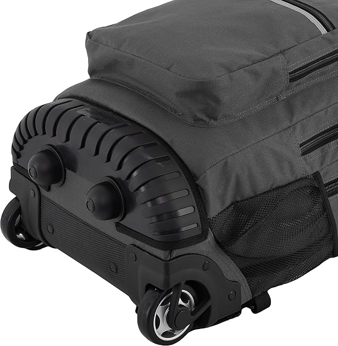 Travelers Club Rolling Backpack, Forged Iron, 20 Inch with Laptop Compartment