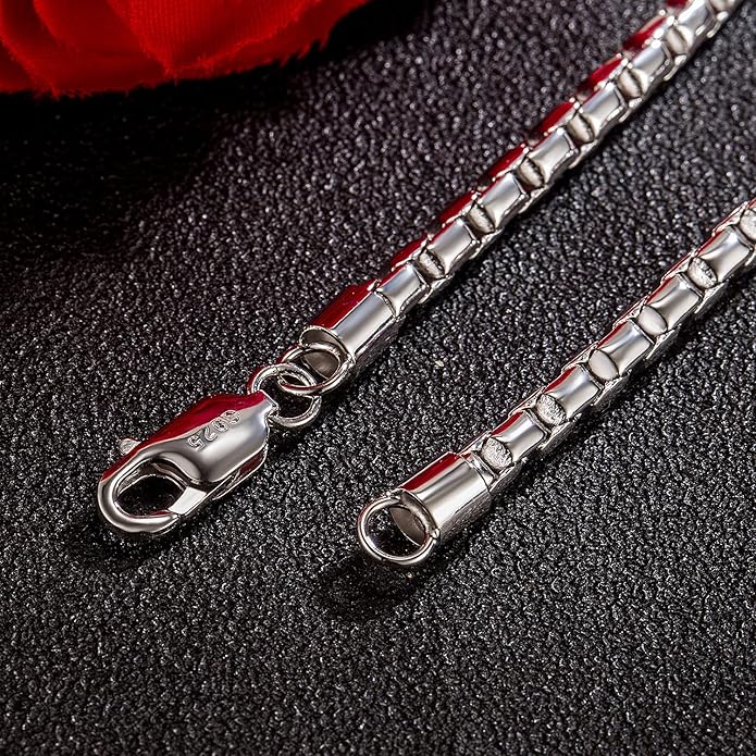 Dankadi Men 925 Sterling Silver Bracelet Fashion Italy 5MM Square Rolo Link Round Box Chain Bangle 6.5 "7" 7.5 "8" 8.5" 9" Fine Cuff Jewelry Gift