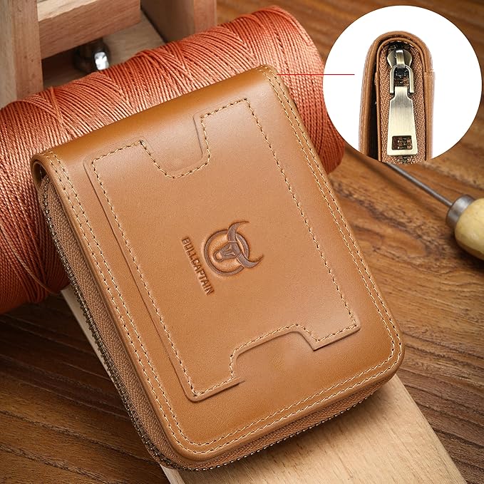 LUKZIJAES Genuine Leather Wallet for Men (#15-Yellow Brown)