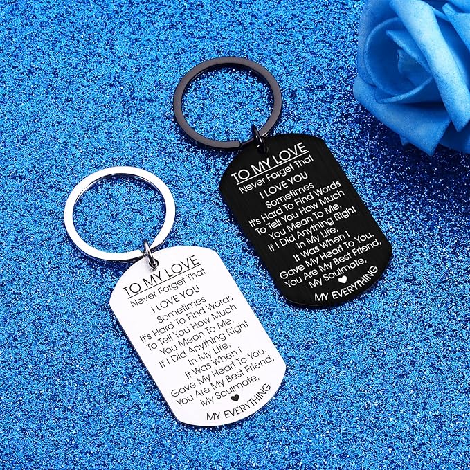 to My Love Keychain Gift for Husband Wife Anniversary Valentines Birthday Boyfriend Girlfriend Jewelry for Him Her Women Men