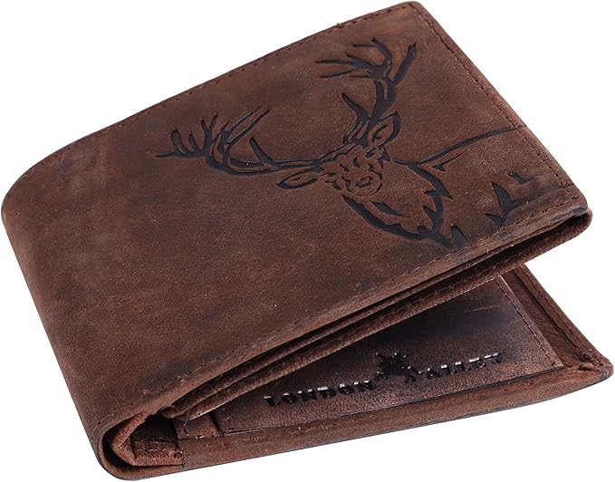 LONDON ALLEY Stark Vintage Brown Leather Wallet for Men, RFID Protected, 8 Card Slots.