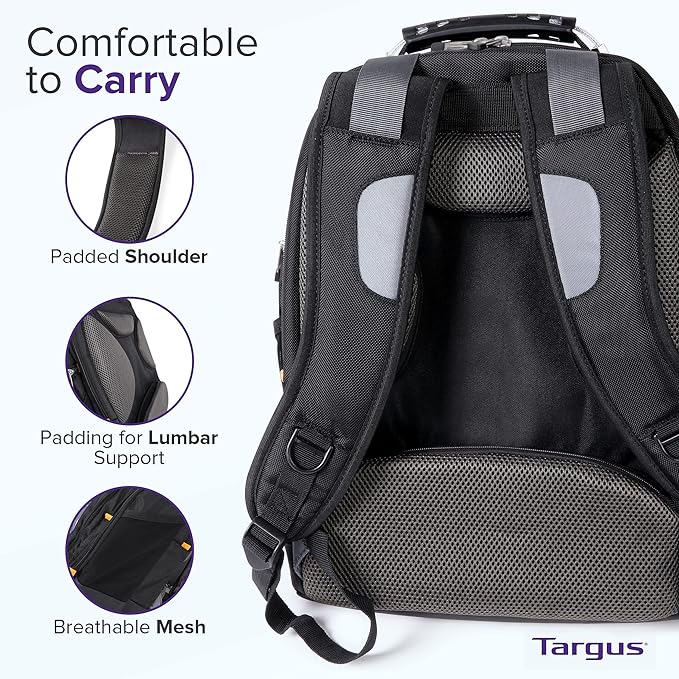 Targus Drifter II Laptop Backpack, Black/Gray – Backpack for Men for Business and Travel, Durable Water-Resistant Material, Fits up to 17" Laptops (TSB239US)